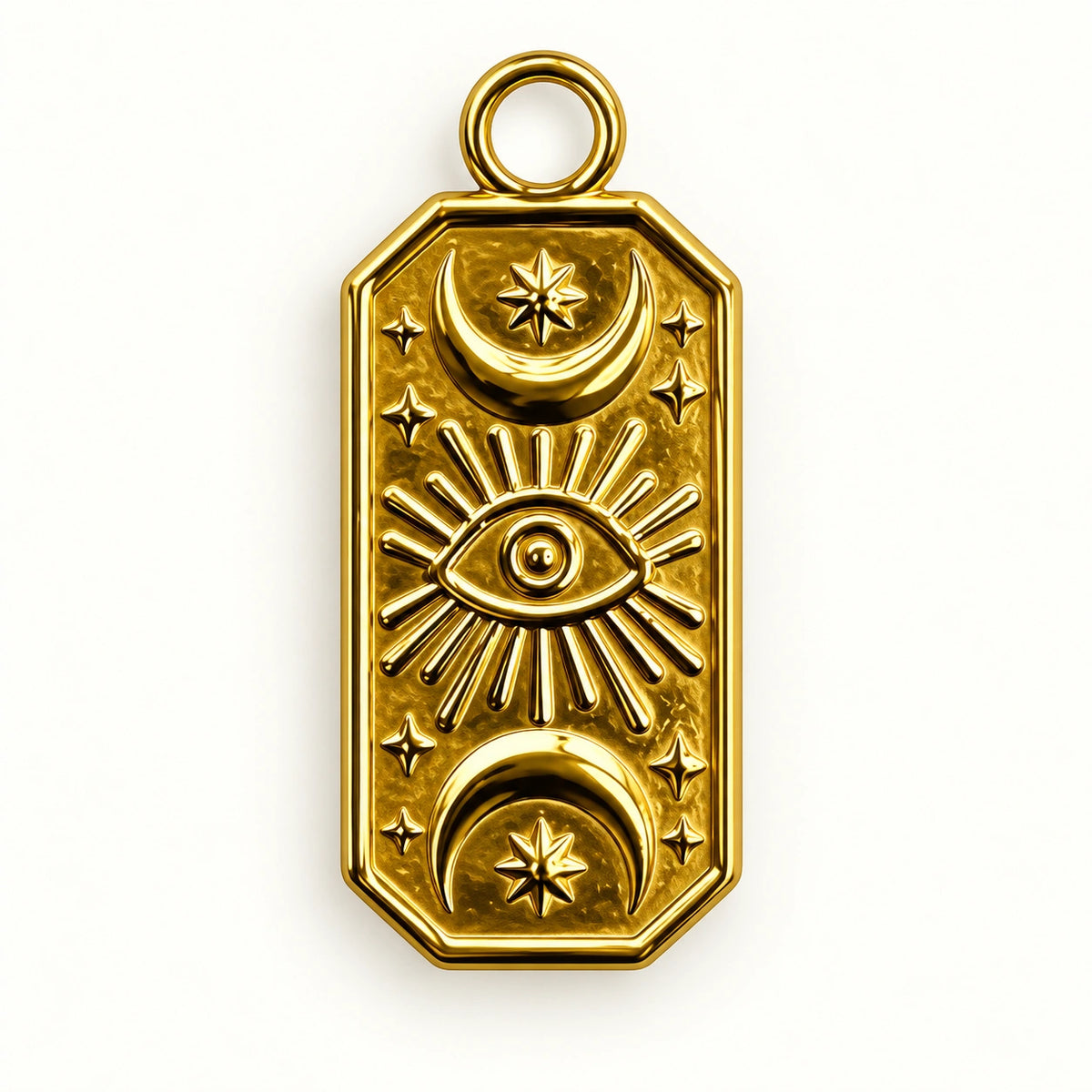 Gold Rectangle Celestial Charm for beaded bracelets and keychains