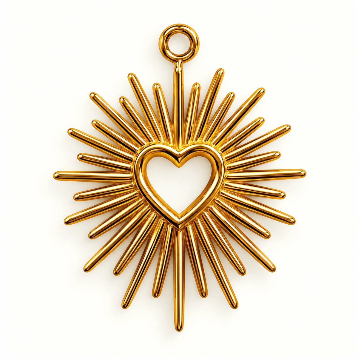 Sunbeam Gold Heart Charm for beaded bracelets and keychains
