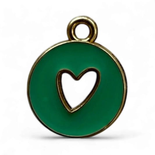 Forest Green cut Out heart charm