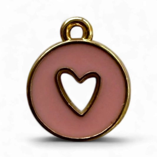 Pink heart cut out charm