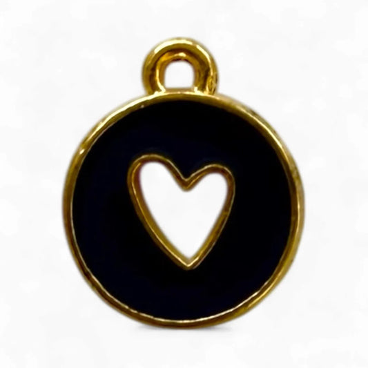 Black heart cut out charm