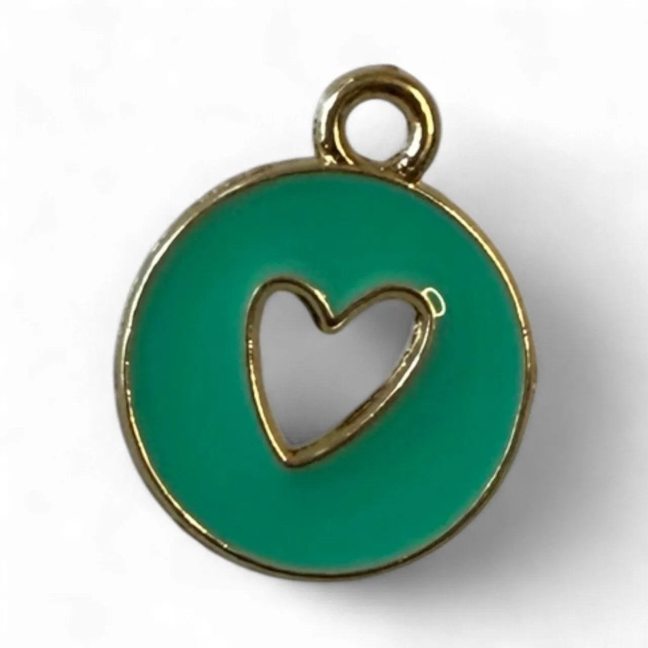 Teal cut out heart charm