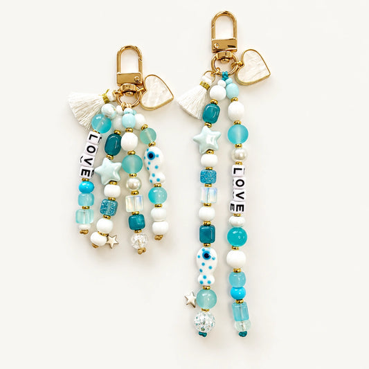 Azure Calm Keychain handmade beaded keychain