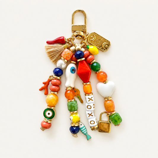 Italian Summer Aperol Keychain handmade beaded keychain