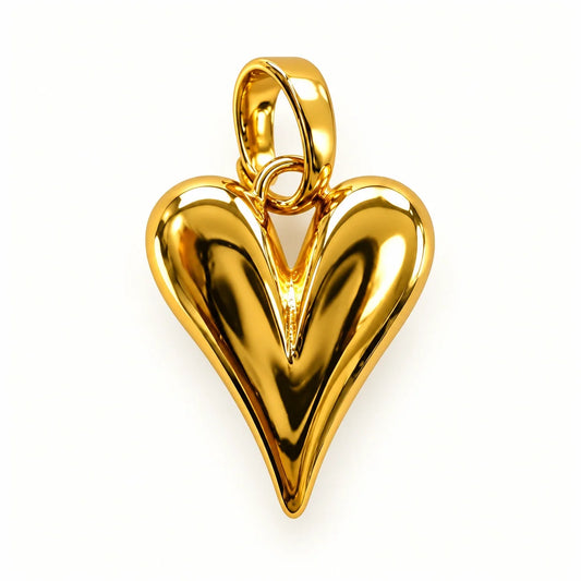 Puffy Gold Heart Charm