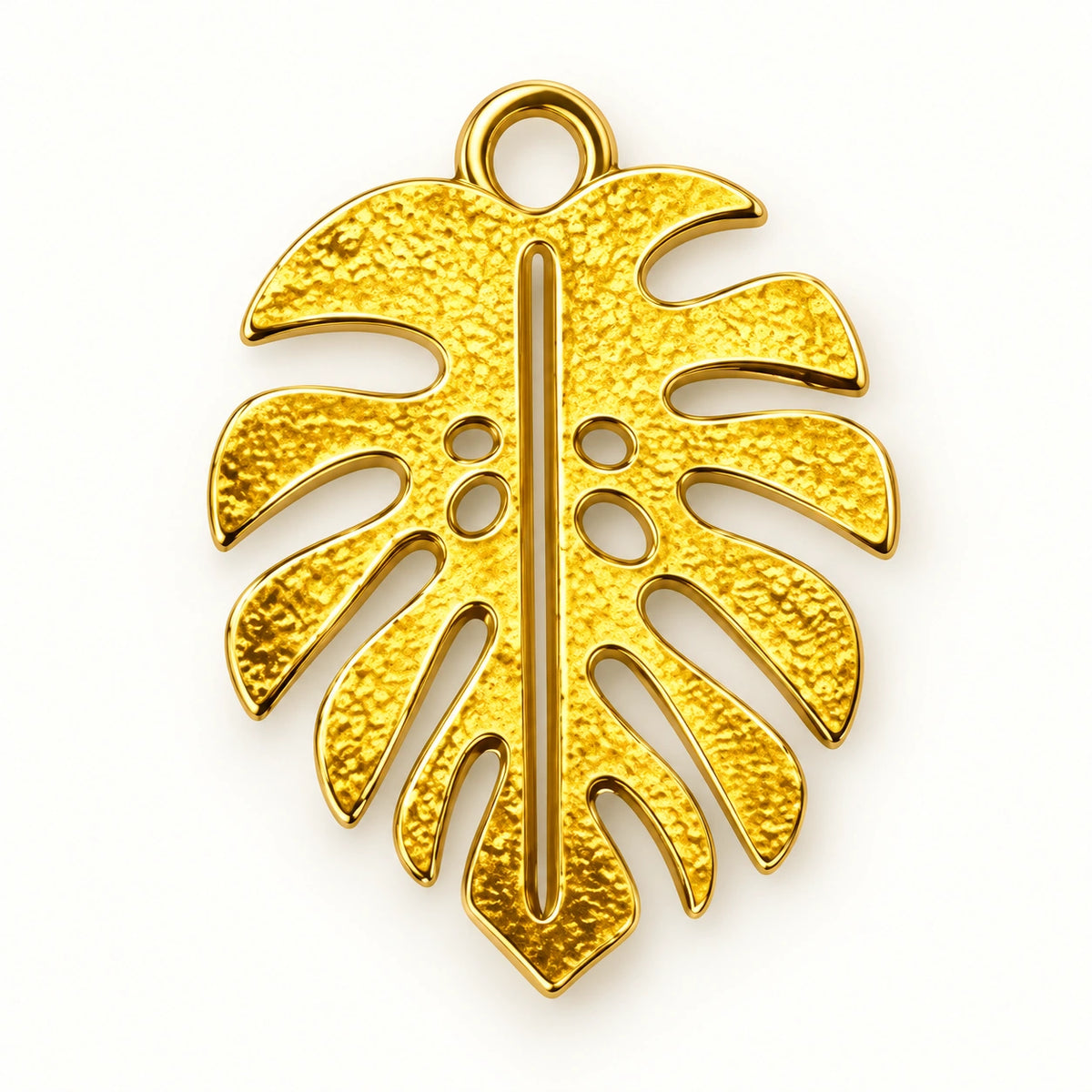 Gold Monstera Leaf Charm for beaded bracelets and keychains