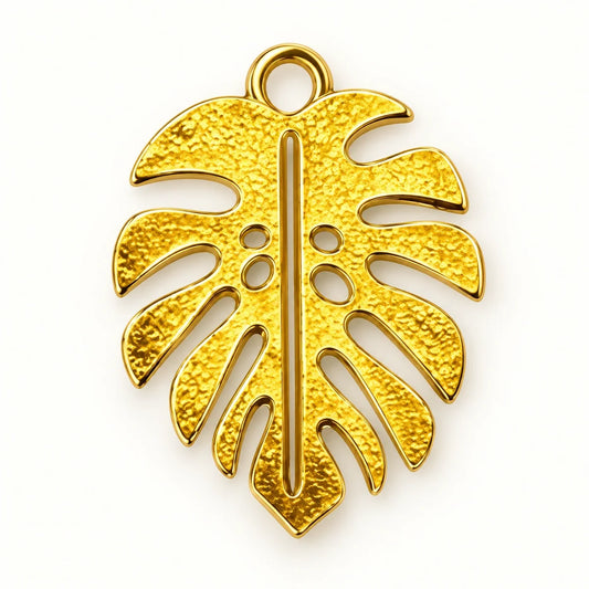 Gold Monstera Leaf Charm