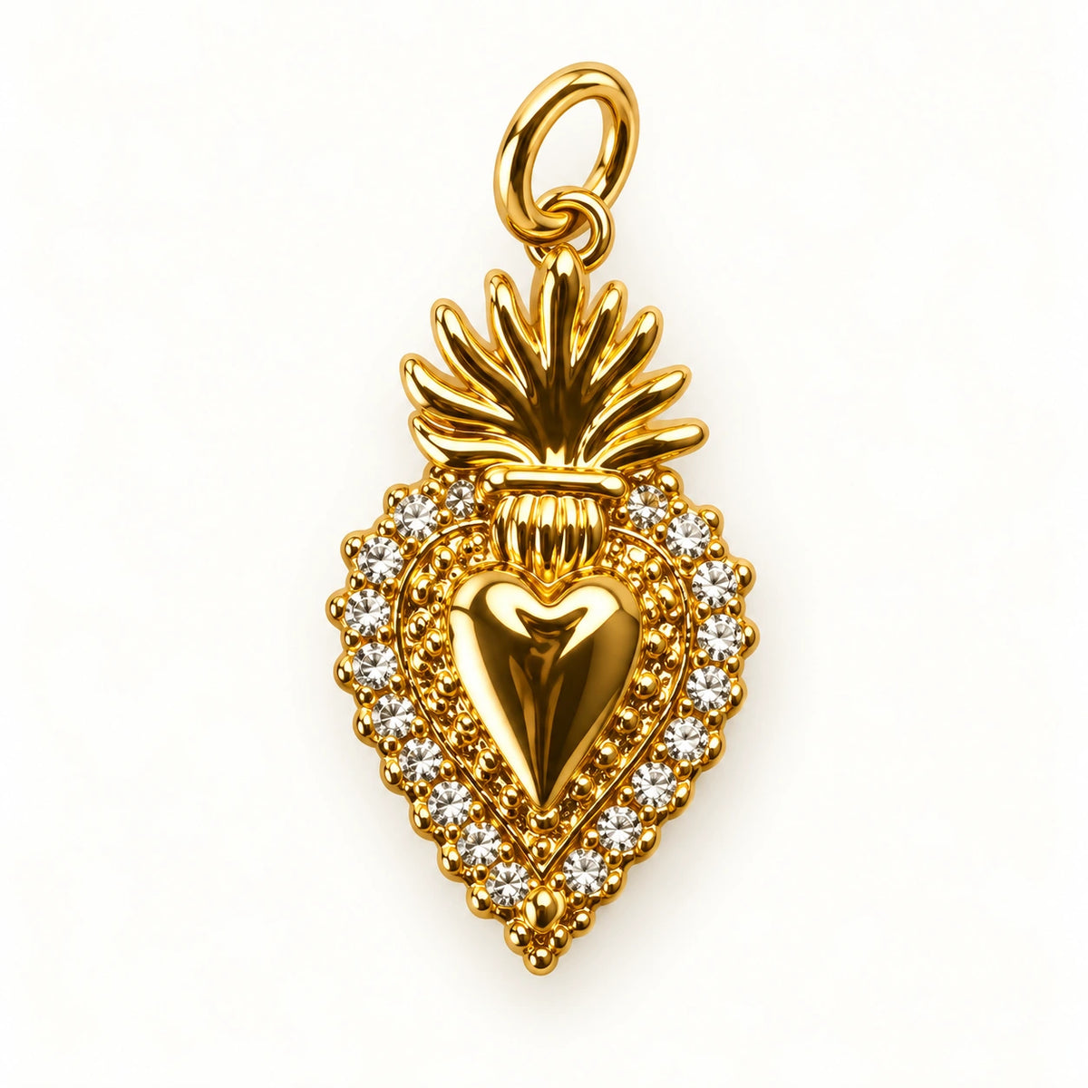 Gold Sacred Heart Charm for beaded bracelets and keychains