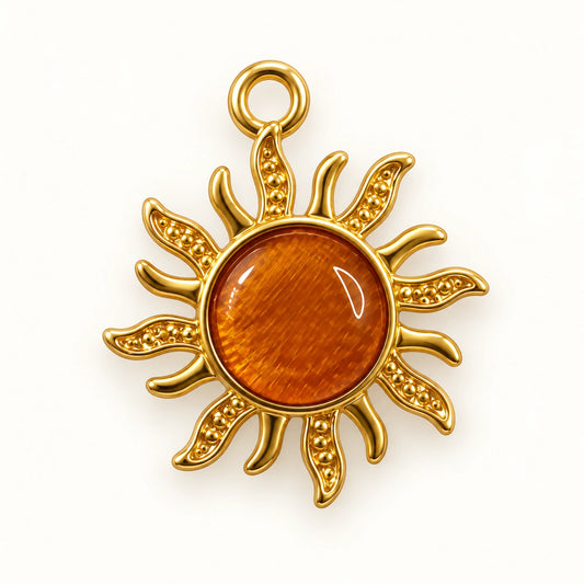 Golden Orange Sun Charm for beaded bracelets and keychains