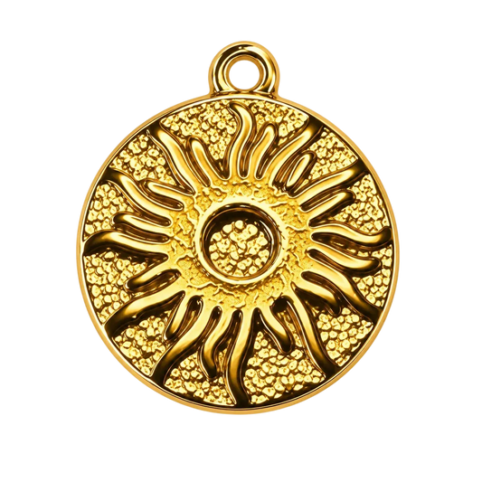 Round Gold Sun Charm