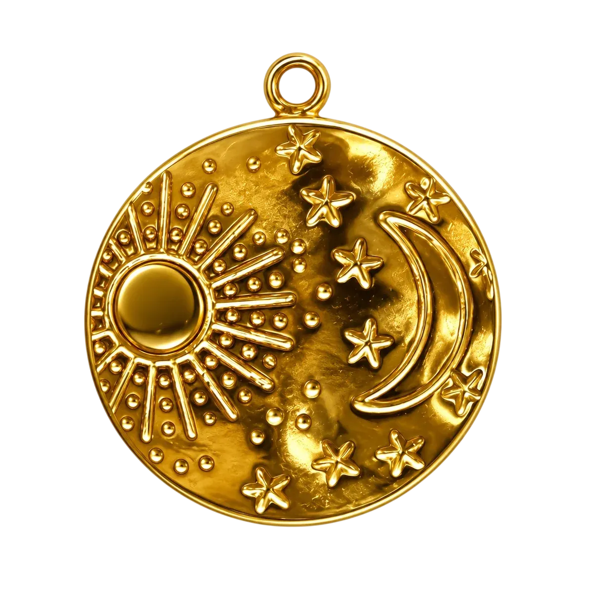 Gold Sun and Moon Charm