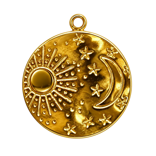 Gold Sun and Moon Charm