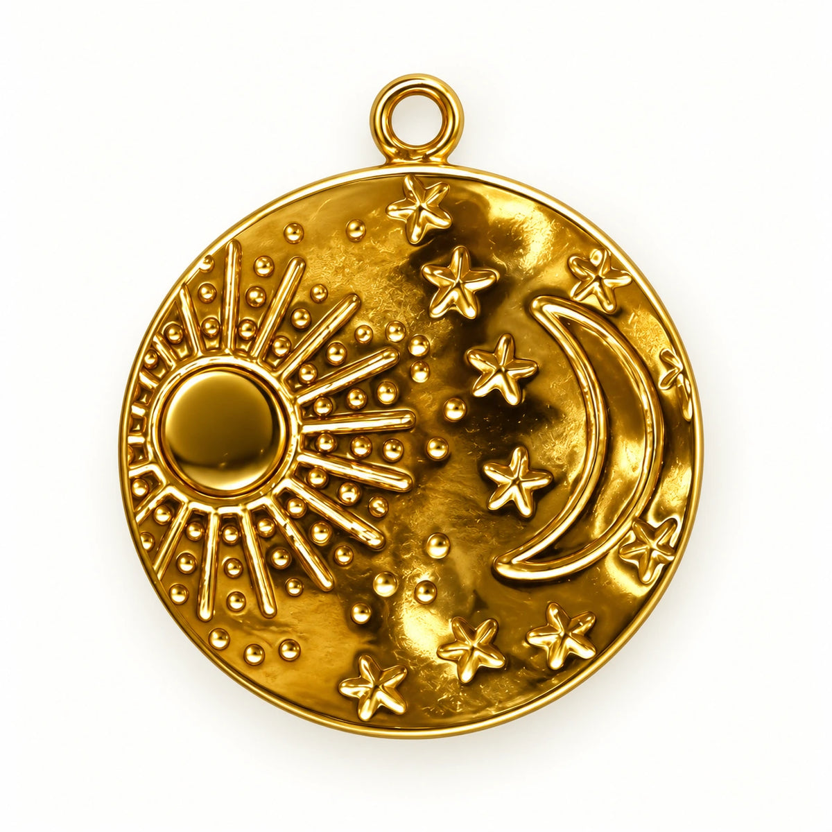 Gold Sun and Moon Charm for beaded bracelets and keychains