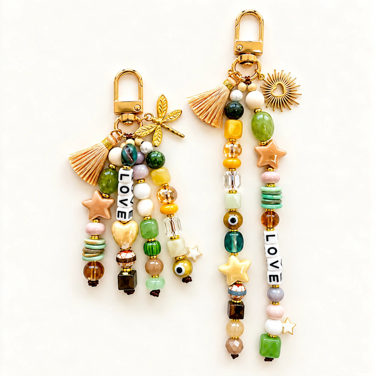 Boho Love Keychain handmade beaded keychain