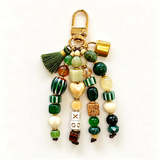 Forest Essence Keychain handmade beaded keychain