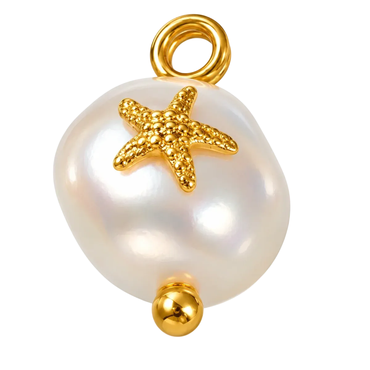 Pearl with Gold Starfish Charm