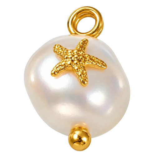 Pearl with Gold Starfish Charm
