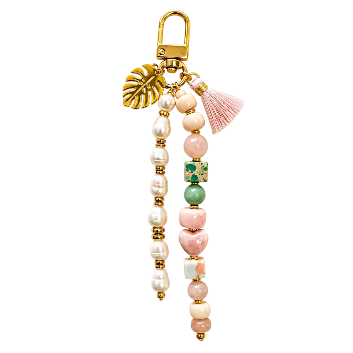 Ethereal Balance Keychain – Pearl & Soft Blush Tones