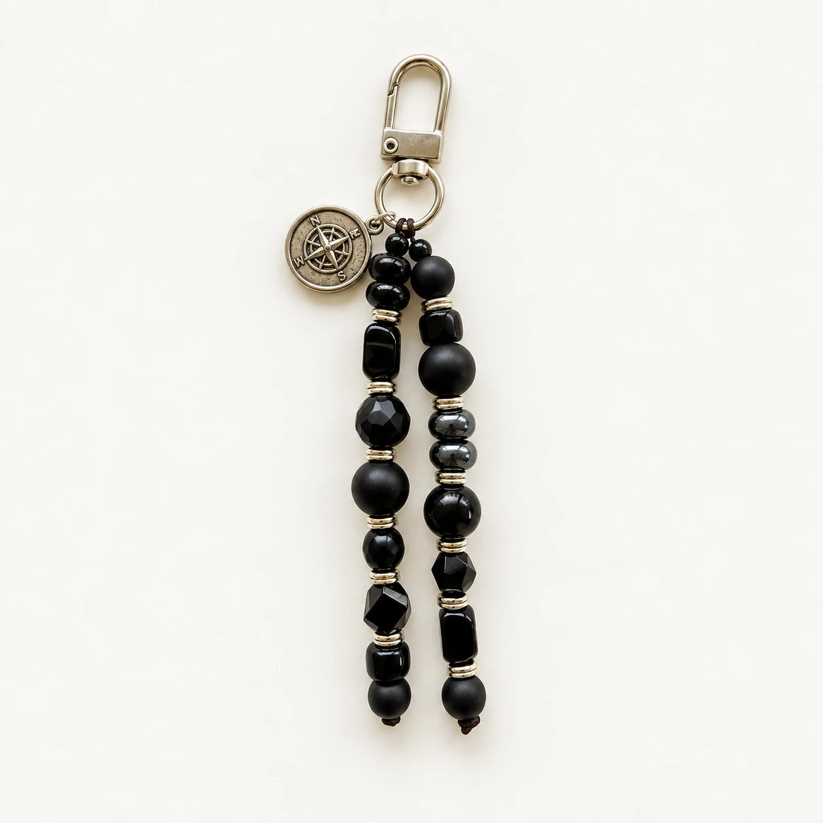 Men's Black Keychain handmade beaded keychain