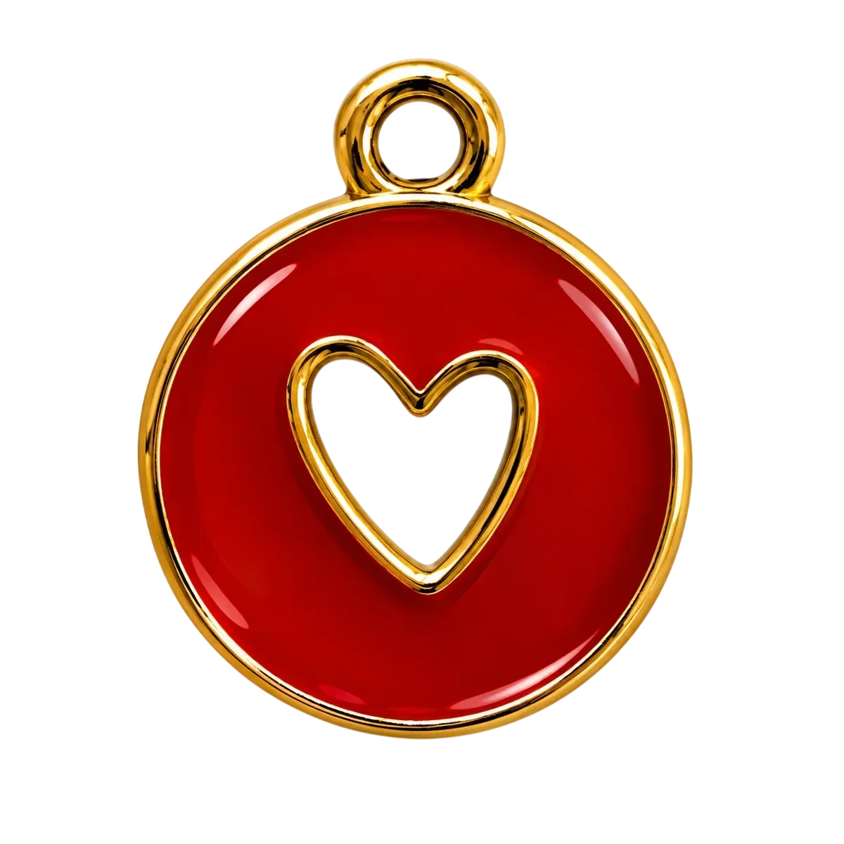 Red Round Heart Cutout Charm