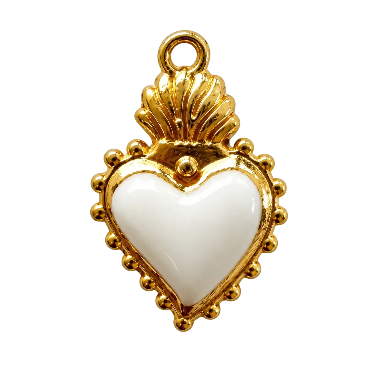 White Sacred Heart Charm