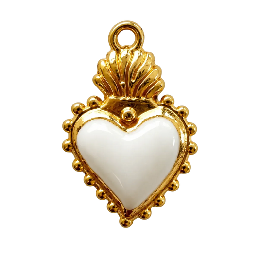 White Sacred Heart Charm