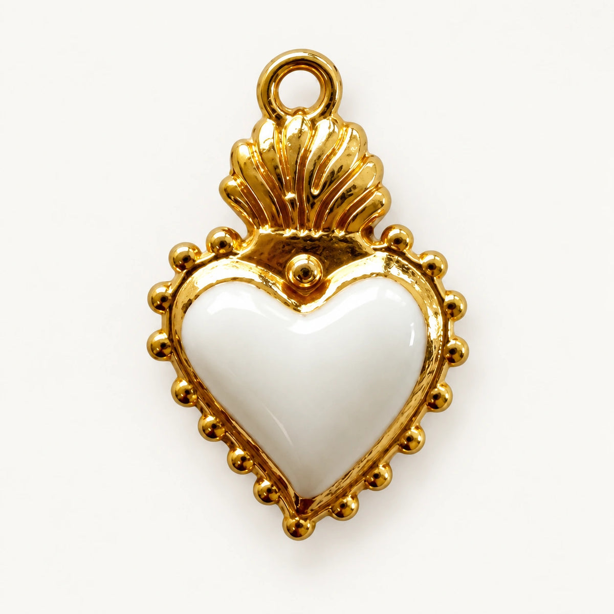 White Sacred Heart Charm for beaded bracelets and keychains