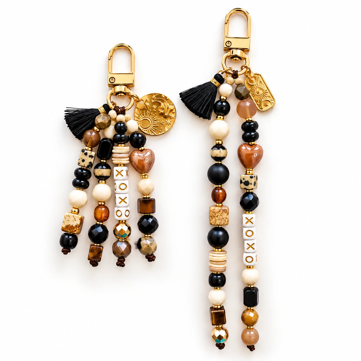 Golden Earth Keychain handmade beaded keychain